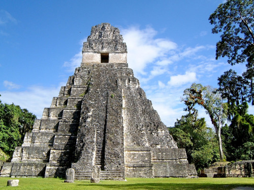 View of Templo I at Tikal from the main plaza