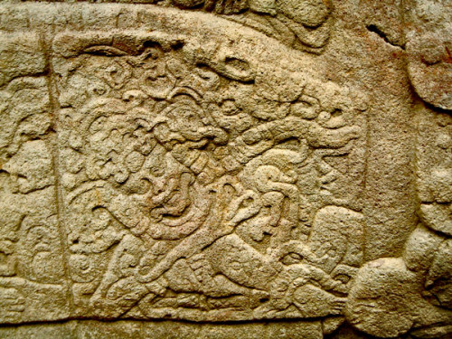 Close-Up of Left Glyph on Zoomorfo B at Quirigua