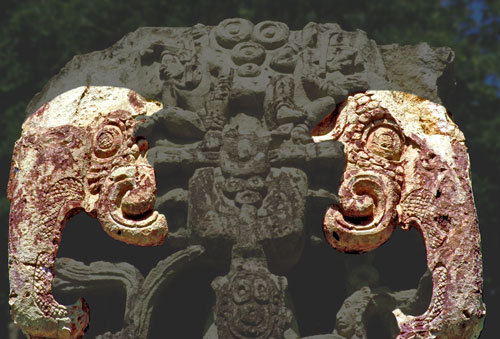 Elephants on Top of Stela B at Copan