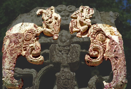 Elephants with Riders on Stela B at Copan