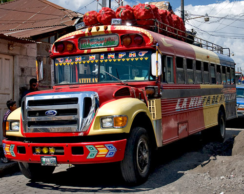 Guatemalan bus to Lake Atitlan