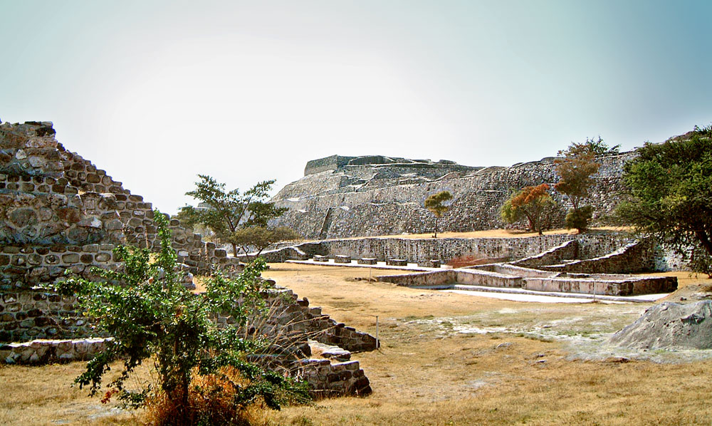 Looking South West along the East Court at Xochicalco
