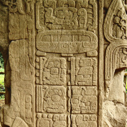 A close-up of the right-side of Stela K at Quirigua