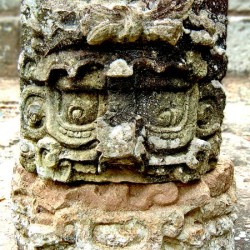 Stone Head in East Court at Copan