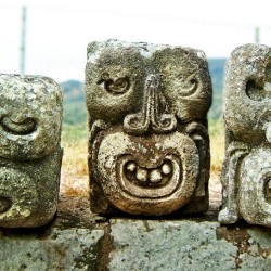 Faces in East Court at Copan