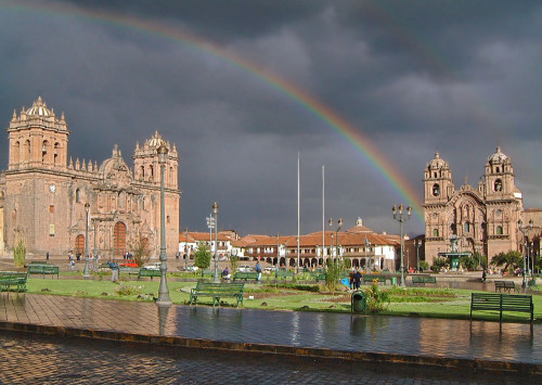 Rainbow Over the Plaza De Armas in Cusco
