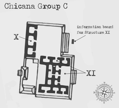 Floor plans of Chicanna Structure X and Chicanna Structure XI